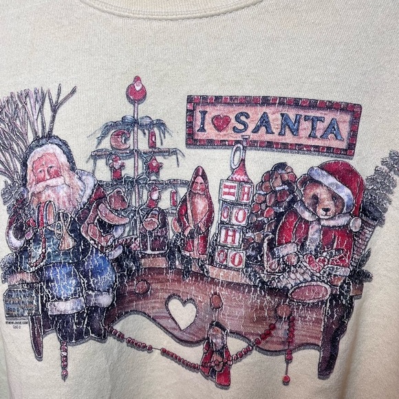 Vintage Lee Cotton Blend Christmas Sweatshirt size M Old Time Santa Crewneck - Picture 3 of 7